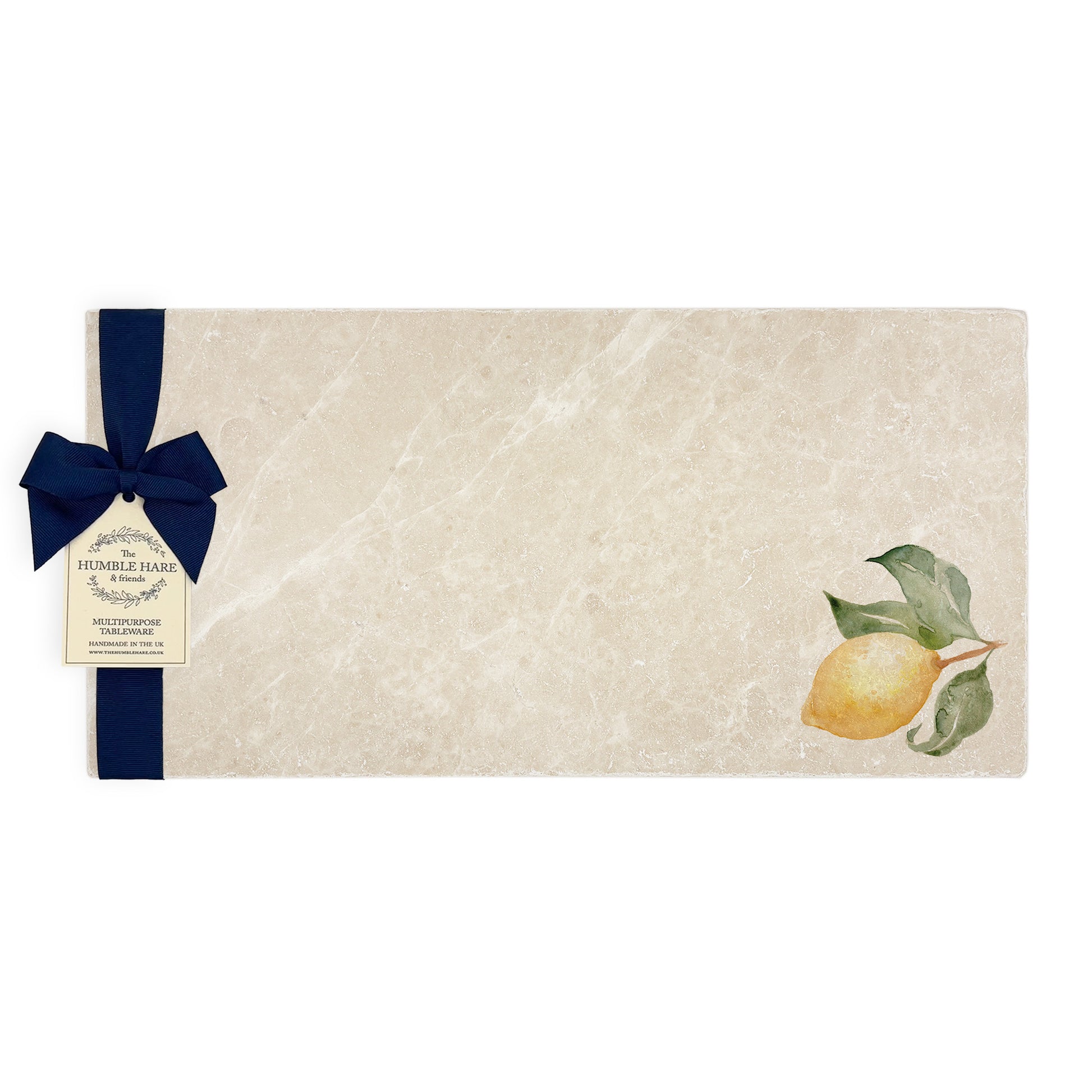 A Sharing marble board which is multipurpose watercolour lemon design, perfect summer Mediterranean/ Italian vibe.