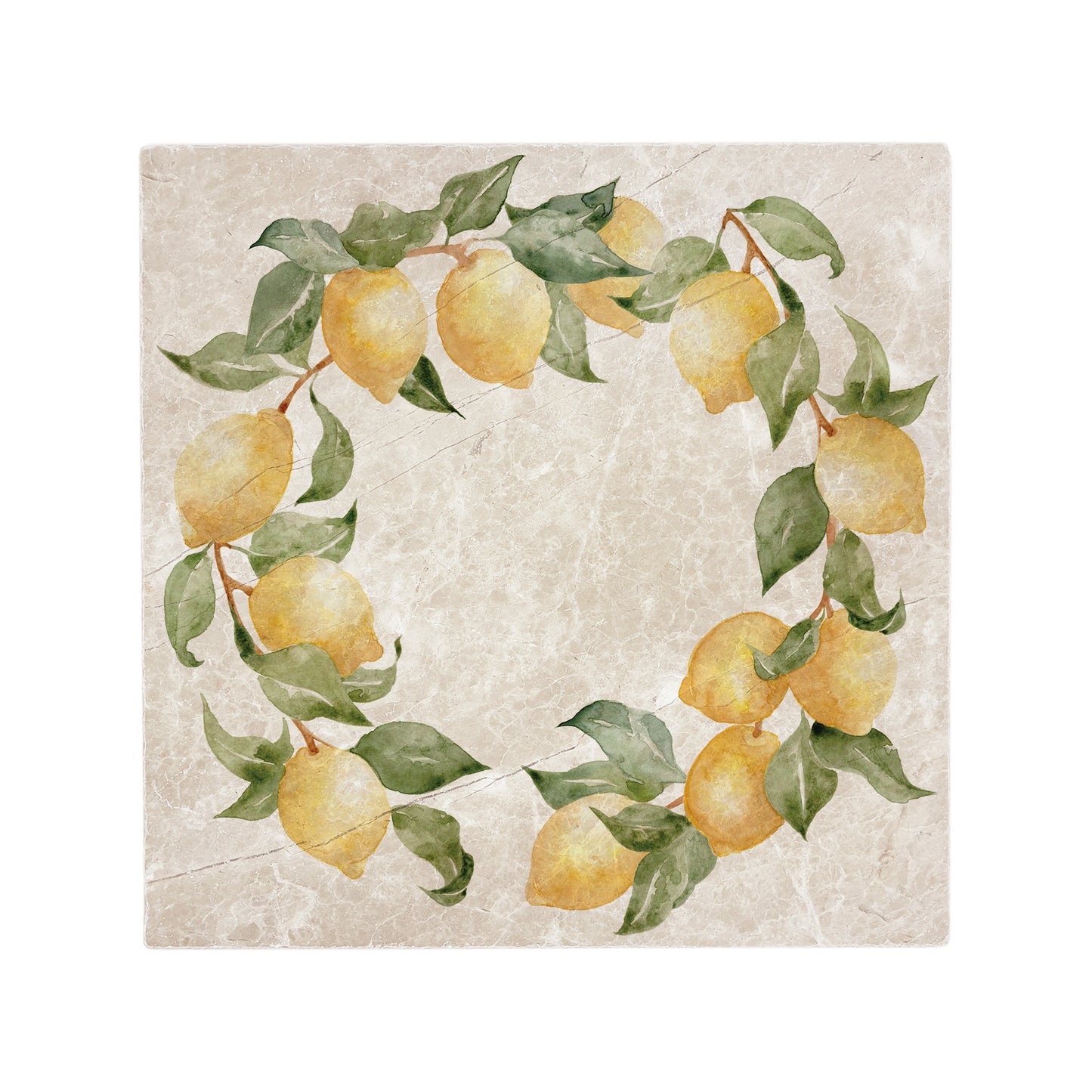 A Large marble board which is multipurpose watercolour lemon design, perfect summer Mediterranean/ Italian vibe.