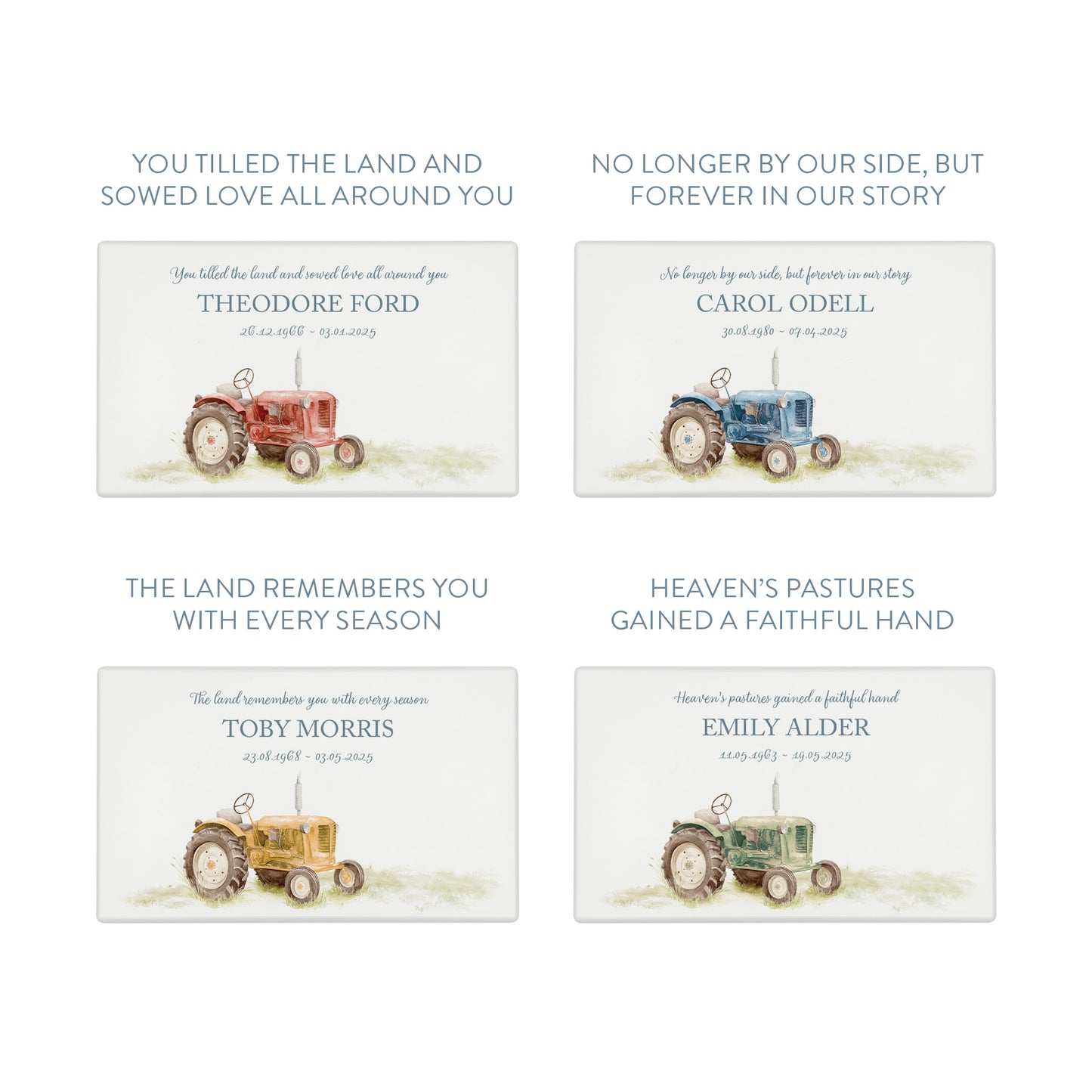 Luxury solid wooden white painted Urn with a Tractor watercolour illustration our urns and Caskets for displaying or burying ashes. Customisable and can be personalised. Perfect funeral memory keepsake urn, for storing ashes for humans and pets.