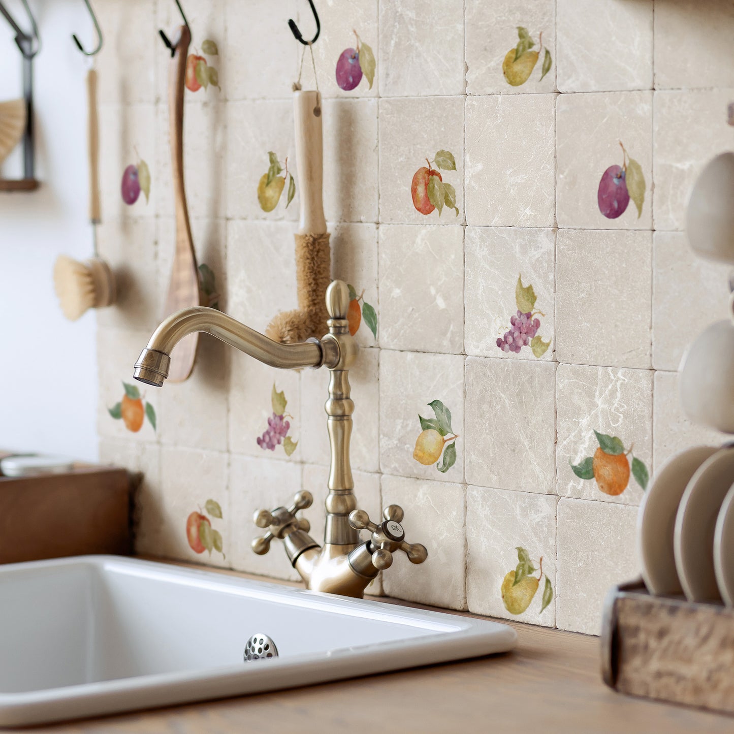 Mixed watercolour Orchard Fruit design.