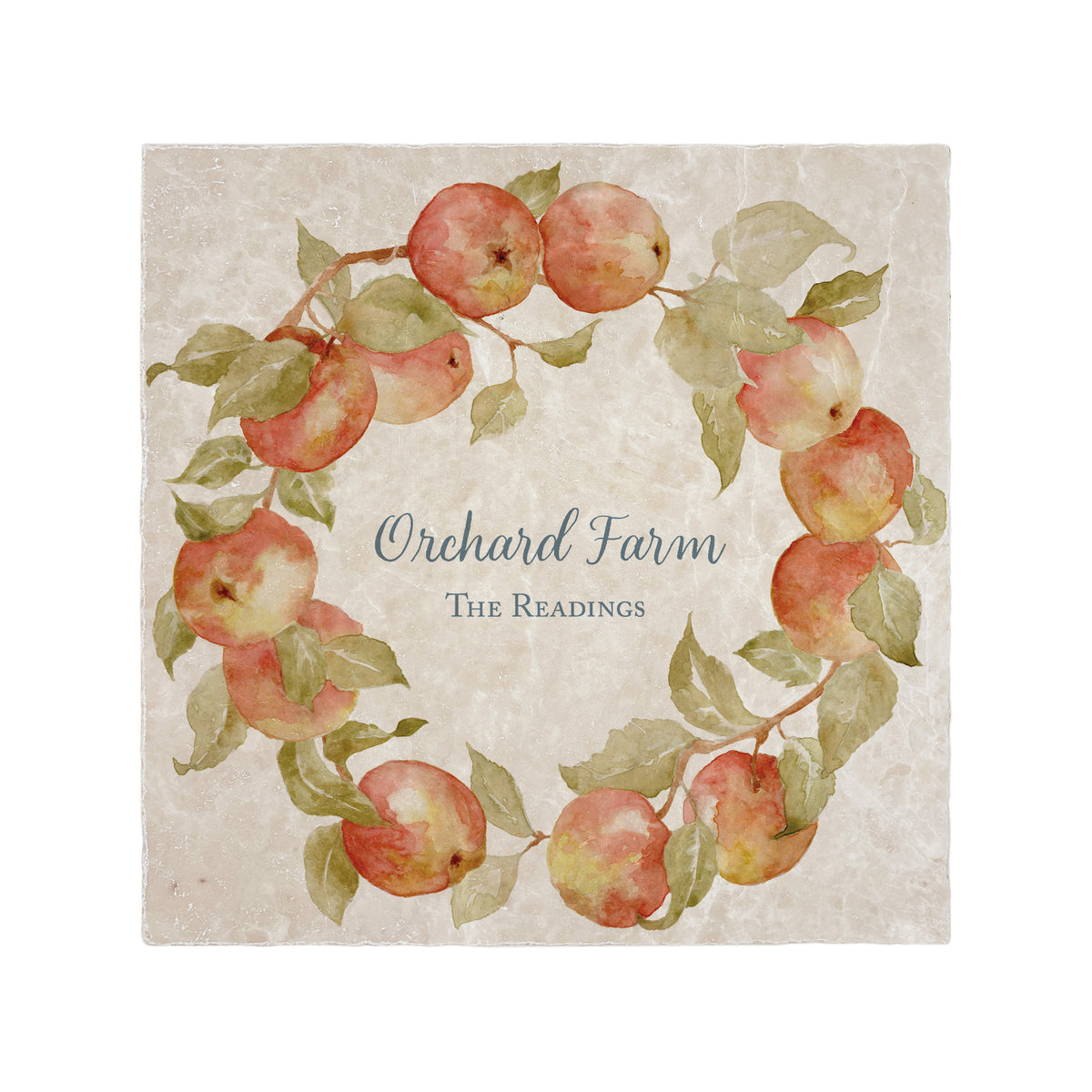 Apple Wreath vintage design which can be personalised and used as a Splashback tile make it your own with your own text.