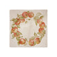 A 20x20cm cream marble tile with a watercolour design of red apples and green leaves in a rustic wreath.