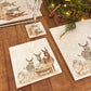 A square marble platter featuring a Nativity scene illustration with three donkeys, a sheep, and a lamb in a manger