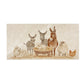 A rectangular marble sharing platter or cheeseboard featuring a nativity scene with donkeys, sheep, a chicken, and a lamb in a manger.