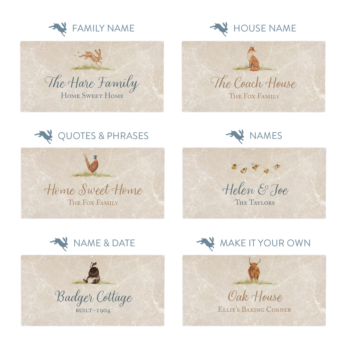 Personalised options motif choices 
