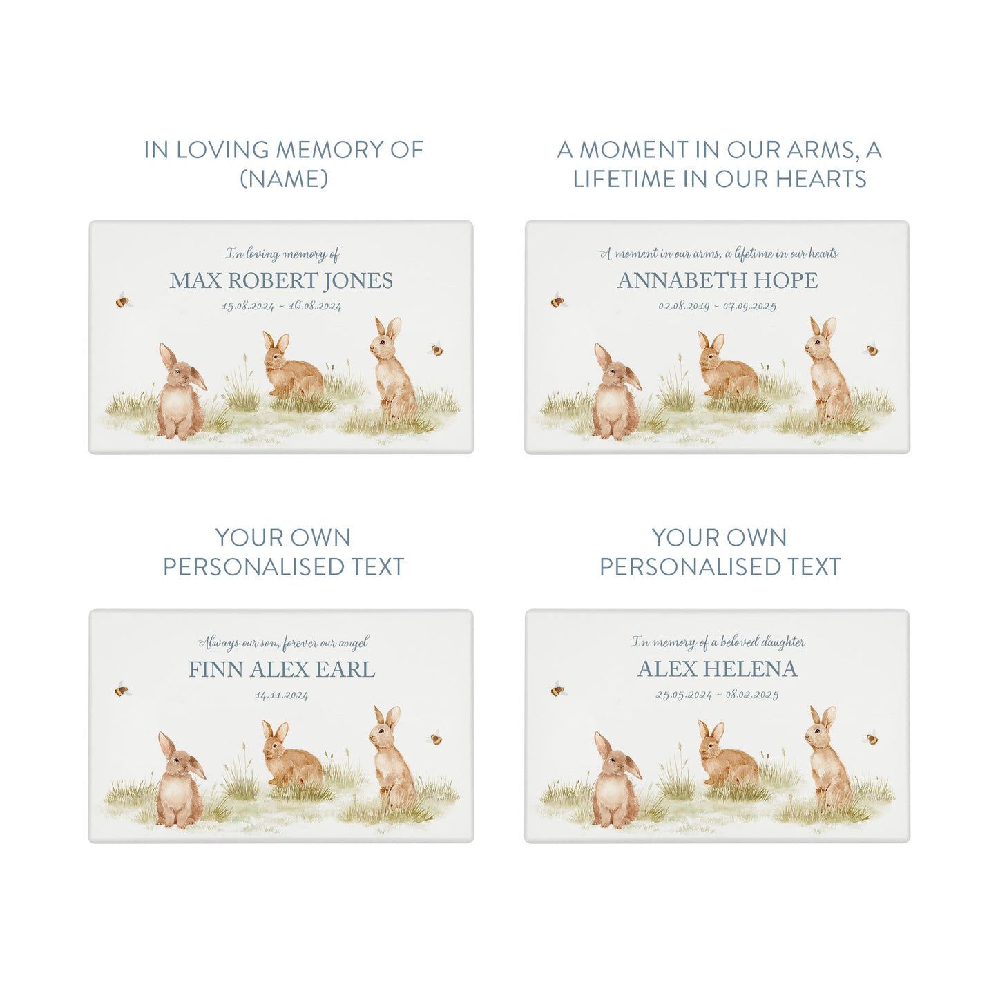 Luxury solid wooden white painted Urn ,  Featuring Baby Bunnies, A watercolour illustration, our urns and Caskets for displaying or burying ashes. Customisable and can be personalised. Perfect funeral memory keepsake urn, for storing ashes for humans and pets. Coping with baby loss, baby memorial