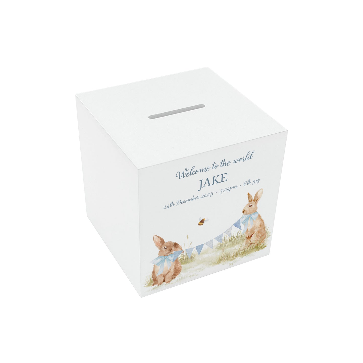 watercolour baby animal money box handmade for birthday gift