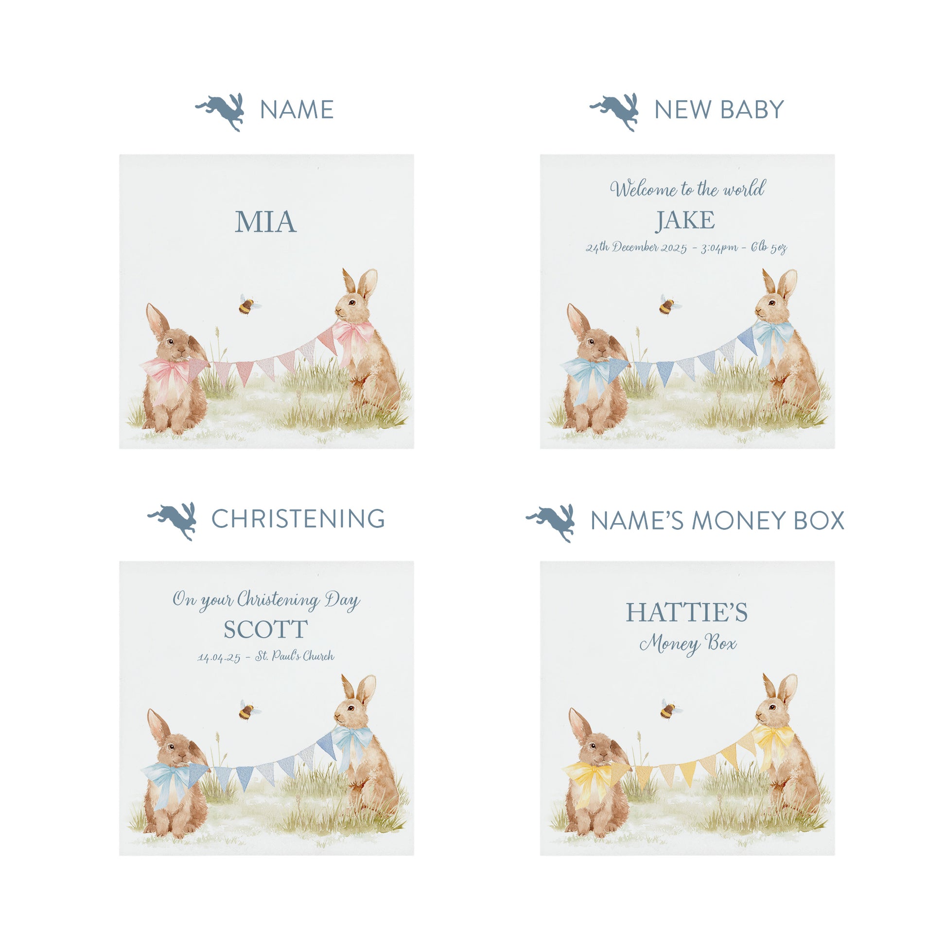 watercolour baby animal money box handmade for birthday gift
