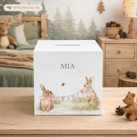 watercolour baby animal money box handmade for birthday gift