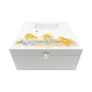 White Square personalised Wooden box with a decorative lid featuring illustrations Baby Chicks Perfect funeral memory keepsake box, for storing ashes, order of service, flowers and coping with baby loss capturing your loved ones things in one place. 