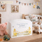personalised children's money box, the perfect keepsake for birthday, new baby and Christening. This Design features baby chicks.  