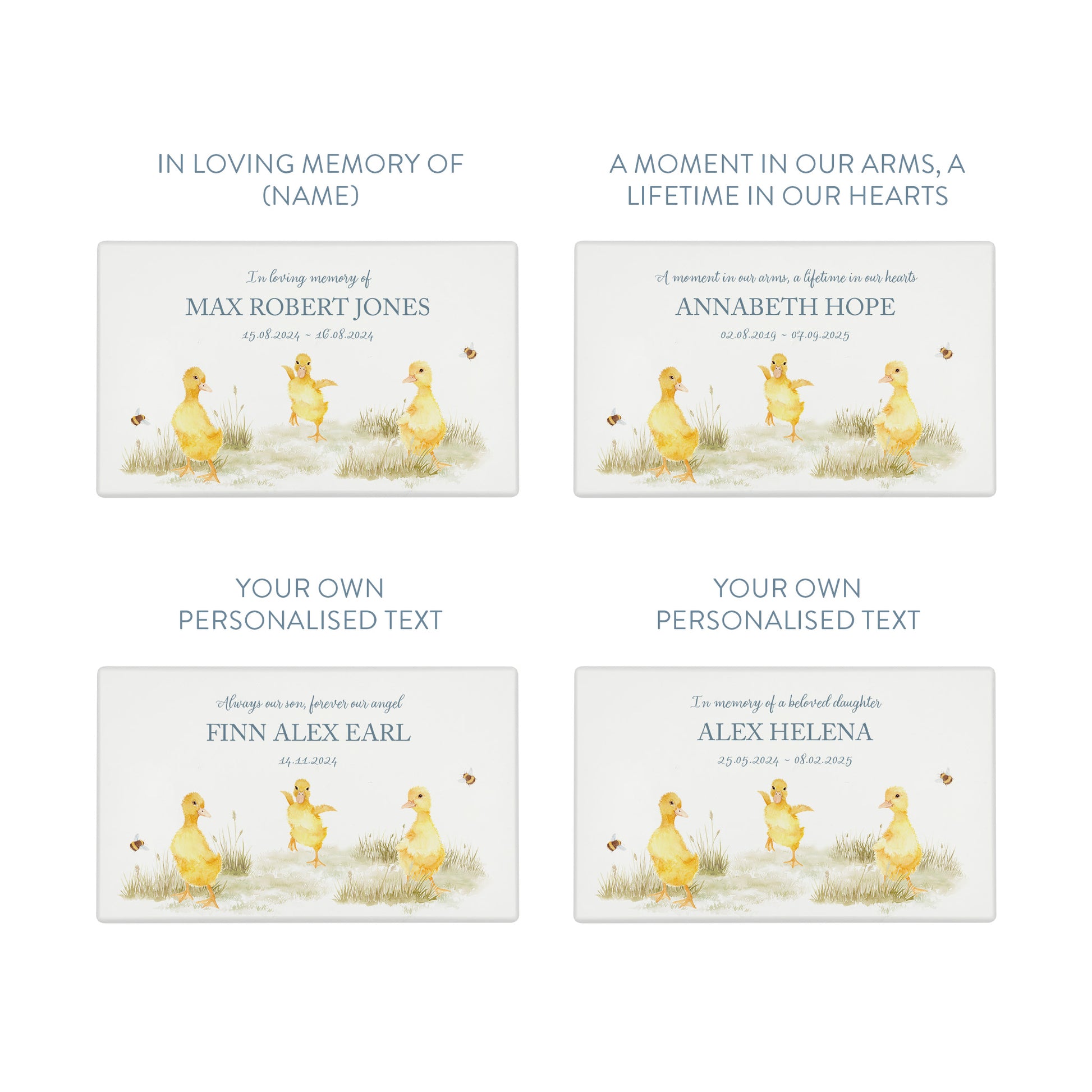 Luxury solid wooden white painted Urn ,  Featuring Baby Ducklings, A watercolour illustration, our urns and Caskets for displaying or burying ashes. Customisable and can be personalised. Perfect funeral memory keepsake urn, for storing ashes for humans and pets. Coping with baby loss, baby memorial