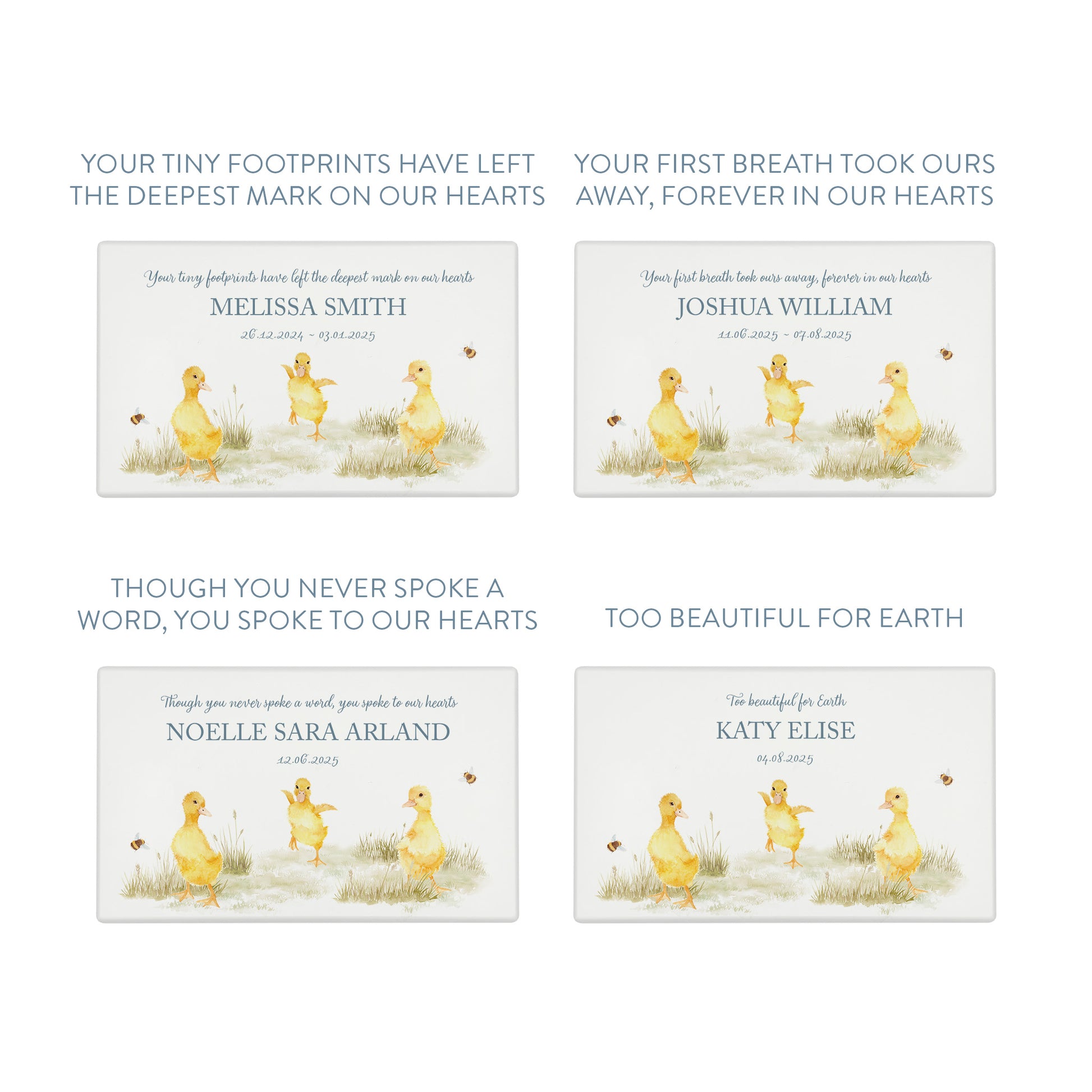 Luxury solid wooden white painted Urn ,  Featuring Baby Ducklings, A watercolour illustration, our urns and Caskets for displaying or burying ashes. Customisable and can be personalised. Perfect funeral memory keepsake urn, for storing ashes for humans and pets. Coping with baby loss, baby memorial