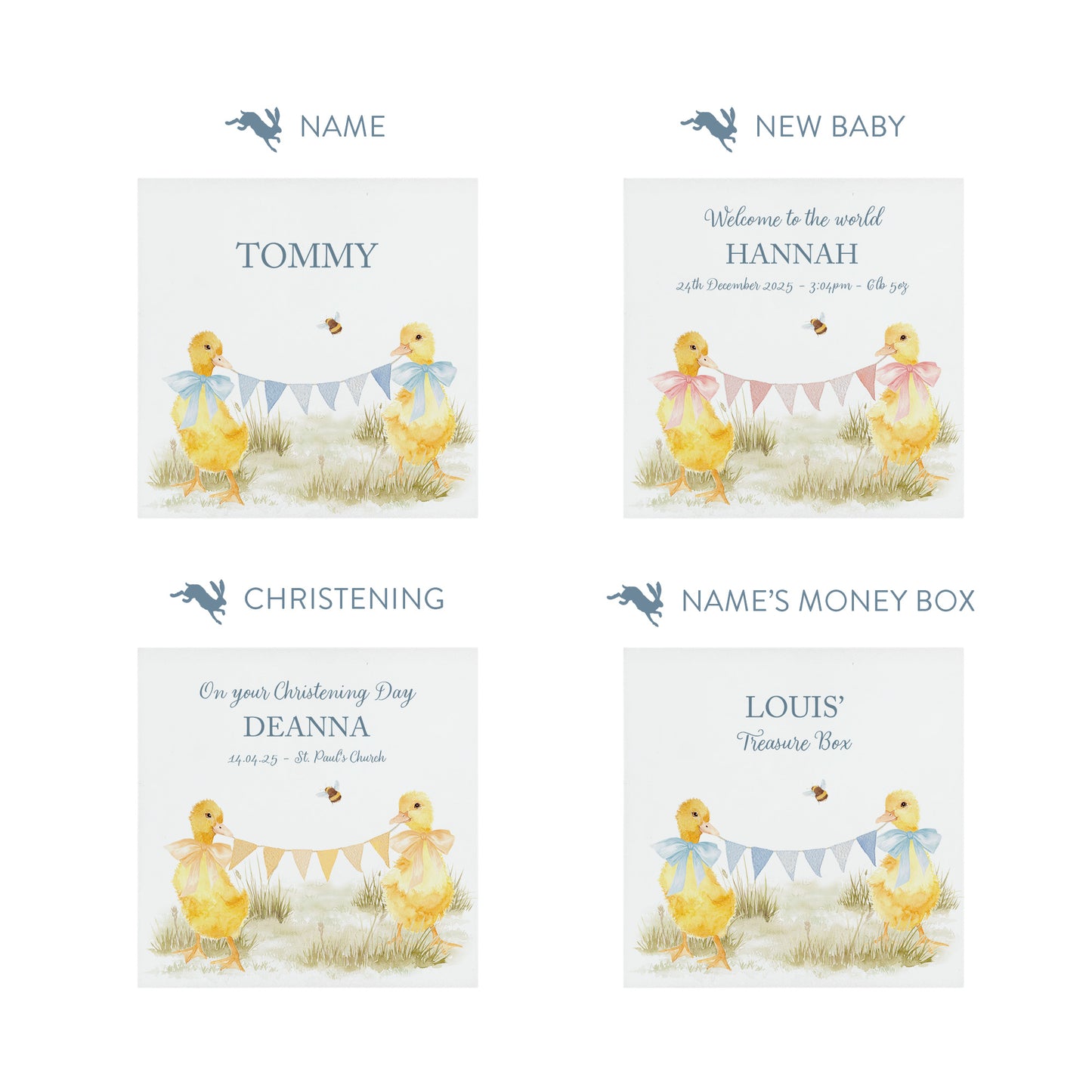 personalised handmade duckling money box in neutral childrens bedroom