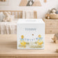 personalised handmade duckling money box in neutral childrens bedroom