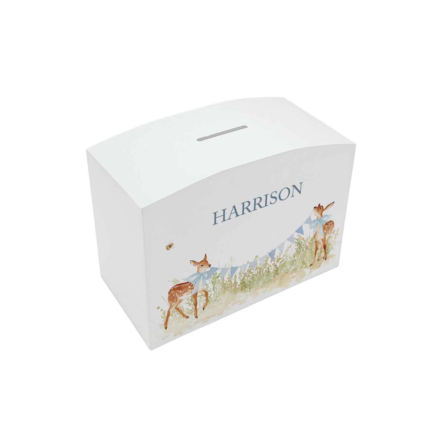 Baby Fawn personalised money box, great gift and start saving for your new baby. 