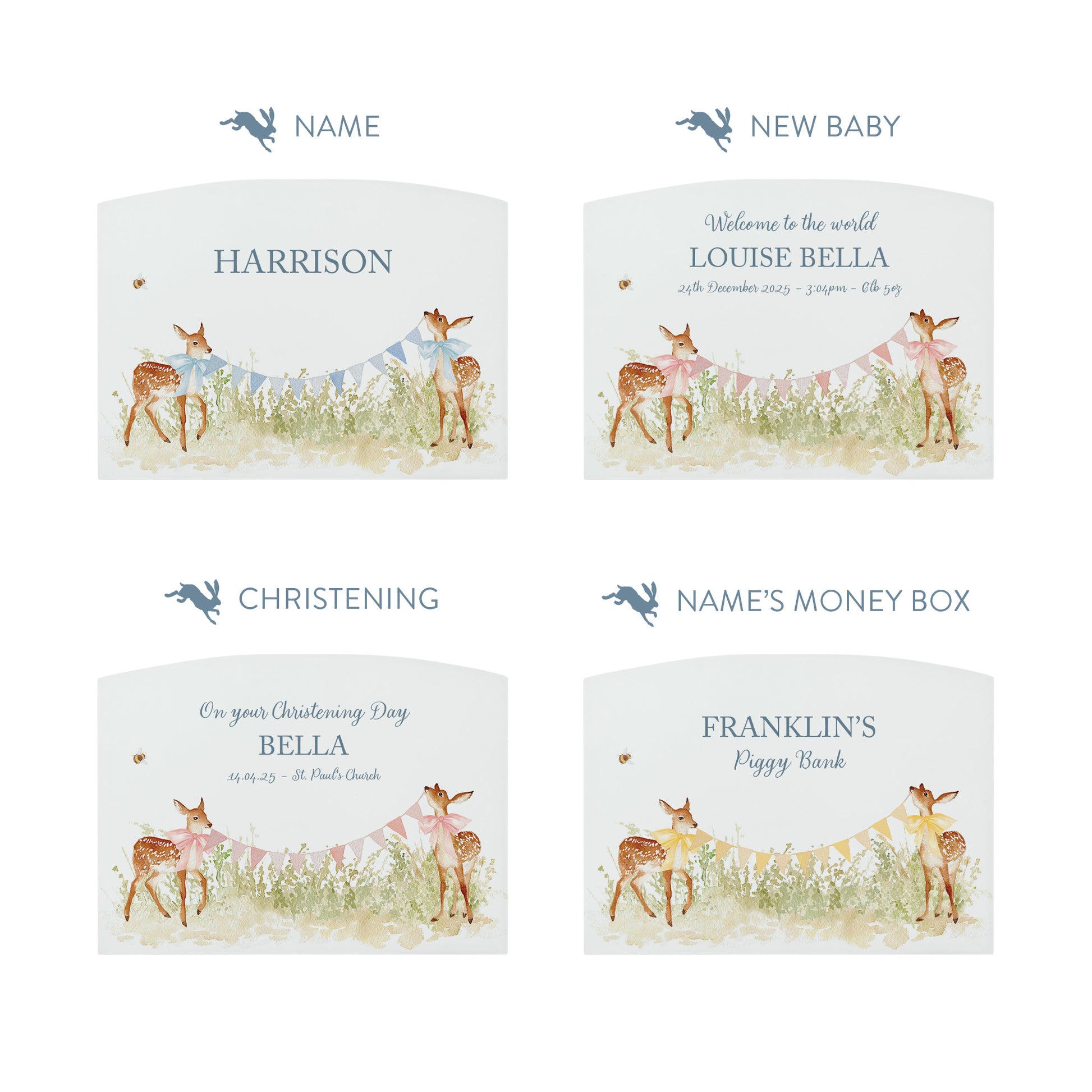 Baby Fawn personalised money box, great gift and start saving for your new baby. 