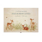 Wooden box with a decorative lid featuring illustrations Baby Fawn Perfect funeral memory keepsake box, for storing ashes, order of service, flowers and coping with baby loss capturing your loved ones things in one place 