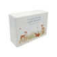 Luxury solid wooden white painted with Baby Fawn in a meadow with buzzy bees, a beautiful watercolour illustration our urns and Caskets for displaying or burying ashes. Customisable and can be personalised. Perfect funeral memory keepsake urn, for storing ashes for humans and pets. Coping with baby loss. 