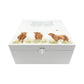White Square personalised Wooden box with a decorative lid featuring illustrations Baby Highland Cow Perfect funeral memory keepsake box, for storing ashes, order of service, flowers and coping with baby loss capturing your loved ones things in one place. 