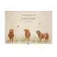 Wooden box with a decorative lid featuring illustrations Baby Highland Cow Perfect funeral memory keepsake box, for storing ashes, order of service, flowers and coping with baby loss capturing your loved ones things in one place 