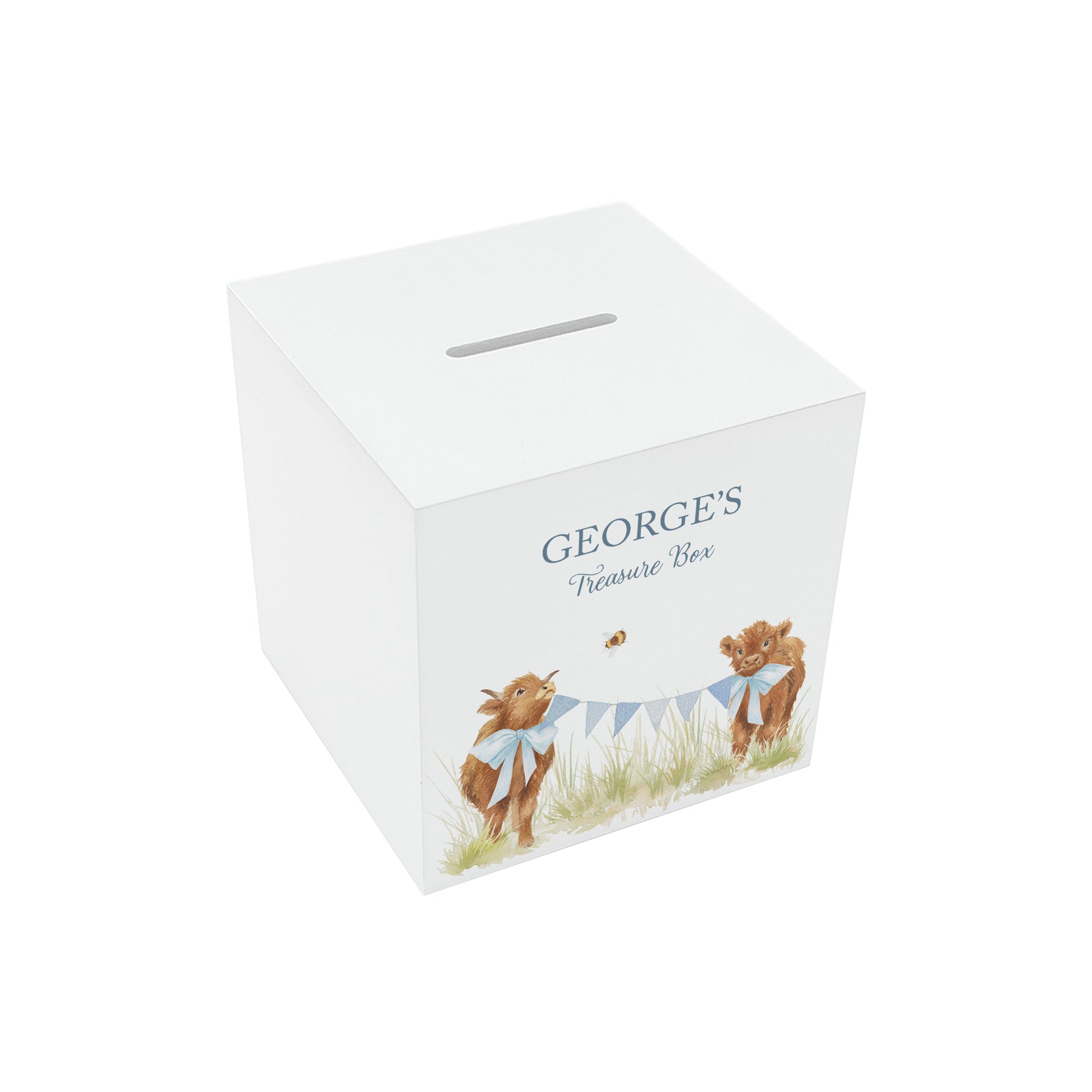 watercolour themed handmade money box gift for christening or birthday