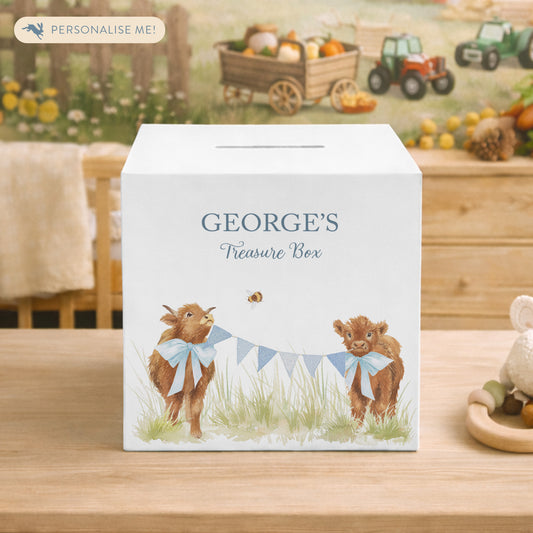watercolour themed handmade money box gift for christening or birthday