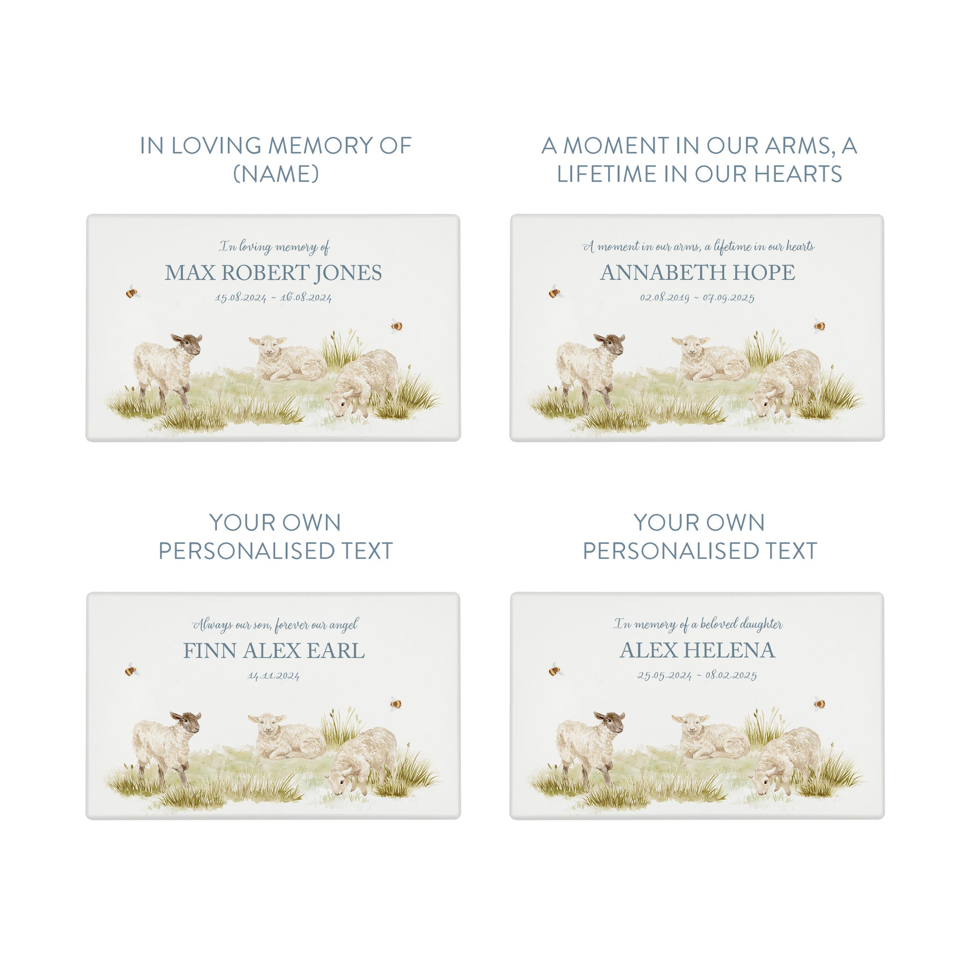 Luxury solid wooden white painted Urn ,  Featuring Baby Lambs, A watercolour illustration, our urns and Caskets for displaying or burying ashes. Customisable and can be personalised. Perfect funeral memory keepsake urn, for storing ashes for humans and pets. Coping with baby loss, baby memorial