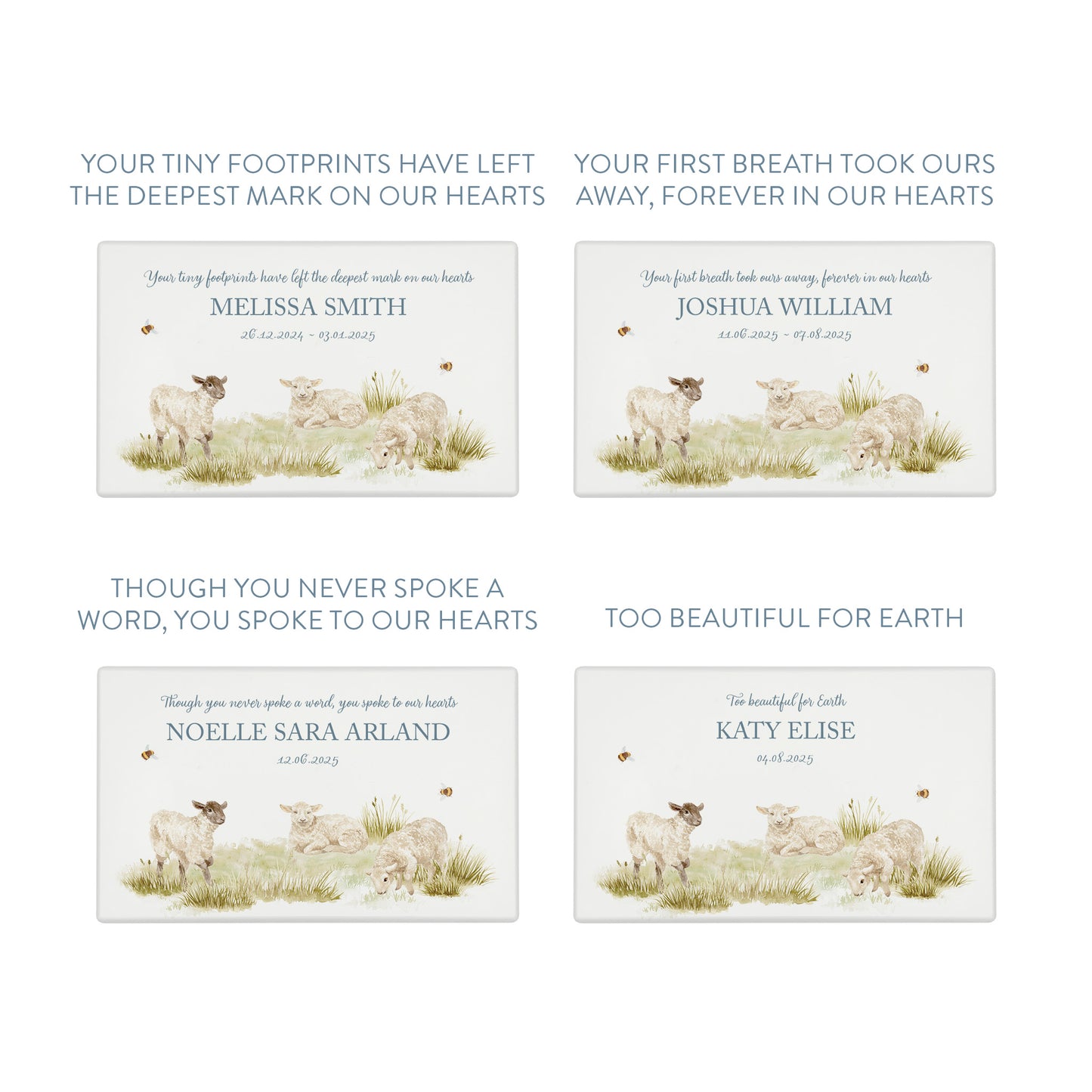 Luxury solid wooden white painted Urn ,  Featuring Baby Lambs, A watercolour illustration, our urns and Caskets for displaying or burying ashes. Customisable and can be personalised. Perfect funeral memory keepsake urn, for storing ashes for humans and pets. Coping with baby loss, baby memorial
