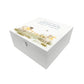 A personalised white wooden baby keepsake gift box with a watercolour lambs design. Ideal for new baby gifts, christenings, birthdays, memory box, and nursery storage.