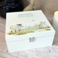 A white wooden keepsake box featuring a sweet baby lambs design. The box can be personalised with a name or special message, making it a truly unique and heartfelt gift for any occasion