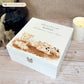 A white wooden keepsake box featuring a sweet baby piglets design. The box can be personalised with a name or special message, making it a truly unique and heartfelt gift for any occasion