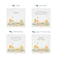 Personalisation options for a white wooden baby gift box with a baby chicks design. The image shows the personalised phrase options available for baby shower, christenings, and nursery storage.