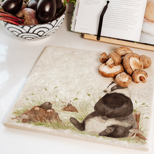 A beautiful water colour design featured on our beautiful marble stone platters. Great placemat, cheeseboard/worktop saver.