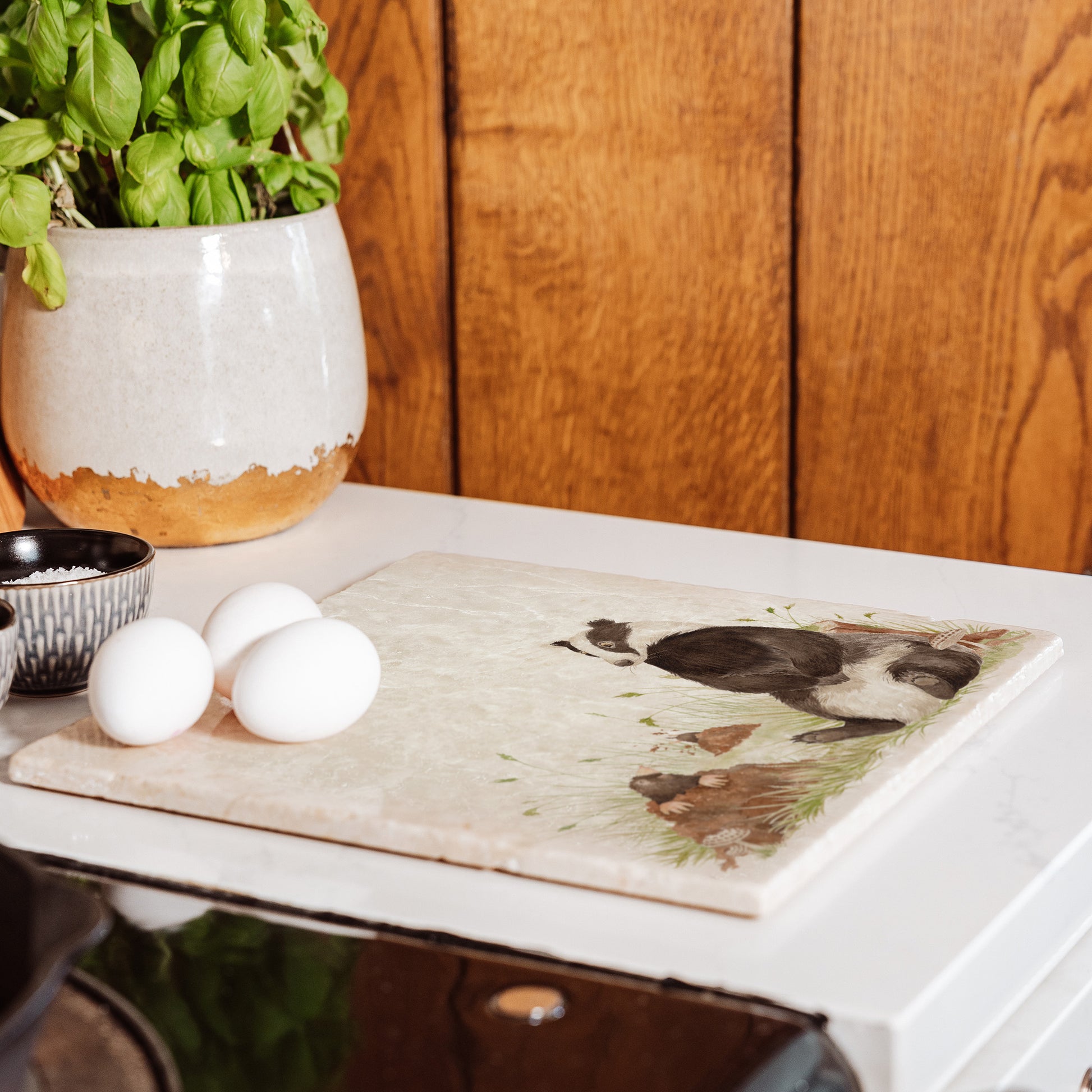 A beautiful water colour design featured on our beautiful marble stone platters. Great placemat, cheeseboard/worktop saver.