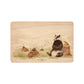 Rectangle beech wood chopping board featuring a watercolour design of a badger, mole and toad in the woodland.