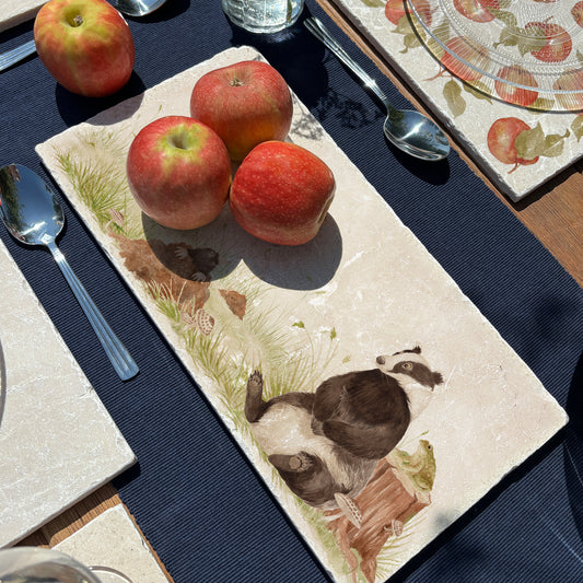 natural stone featuring a badger, mole and a toad. The perfect centre for any home 