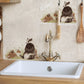 Kitchen tiles featuring  our watercolour and mole design on marble