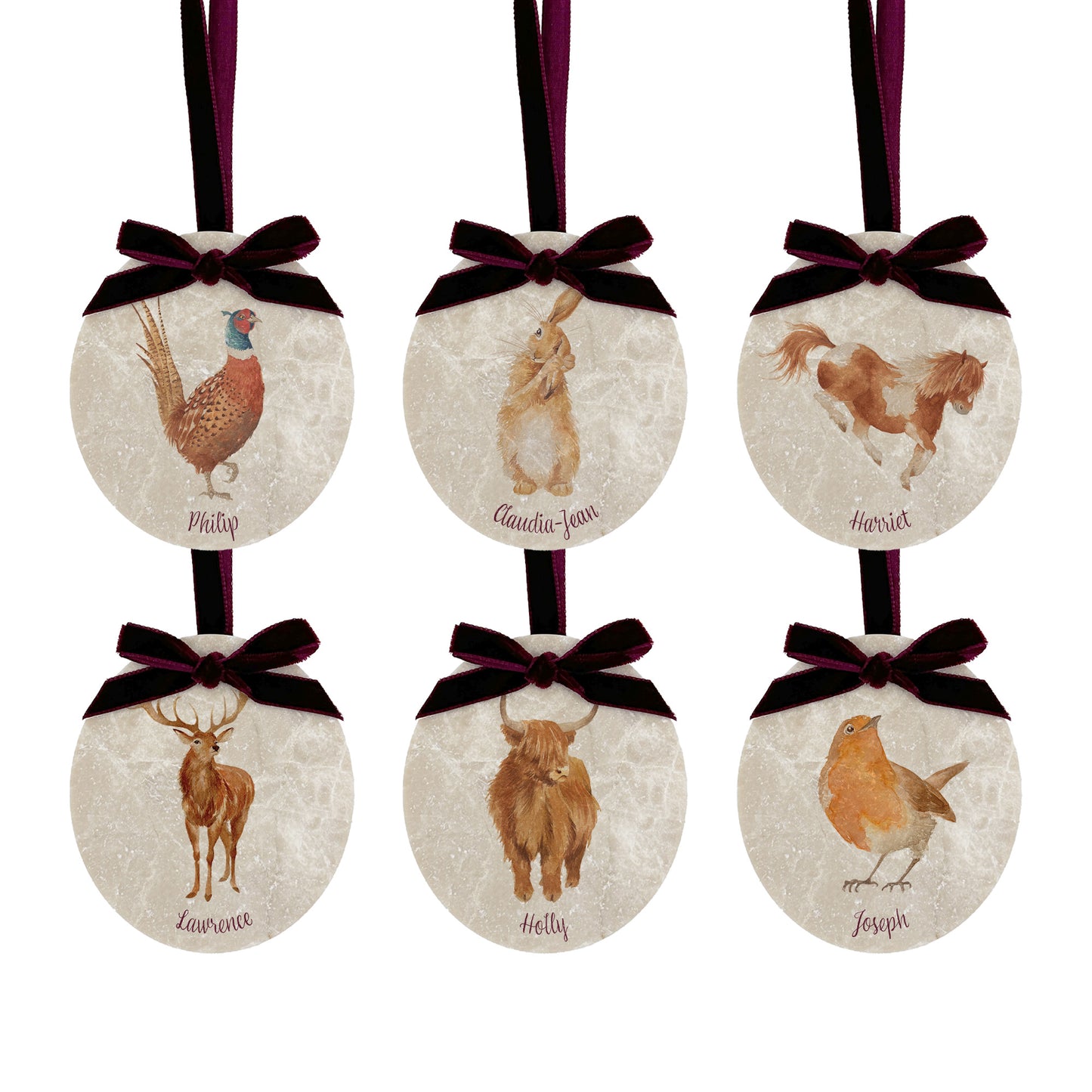 Marble Christmas Bauble Set of 6