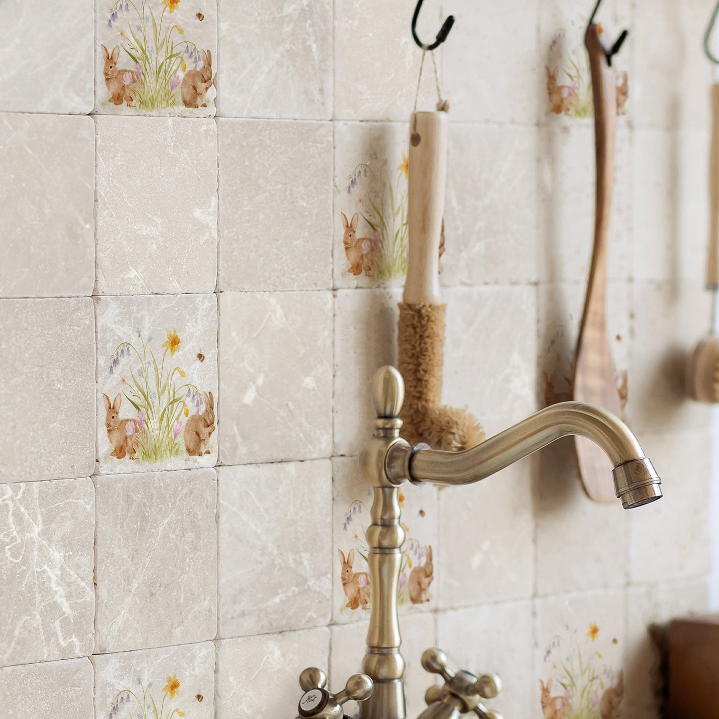 The Blooming Bunnies Splashback Tile