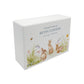 Bunnies in a flower meadow a beautiful watercolour illustration our urns and Caskets for displaying or burying ashes. Customisable and can be personalised. Perfect funeral memory keepsake urn, for storing ashes for humans and pets