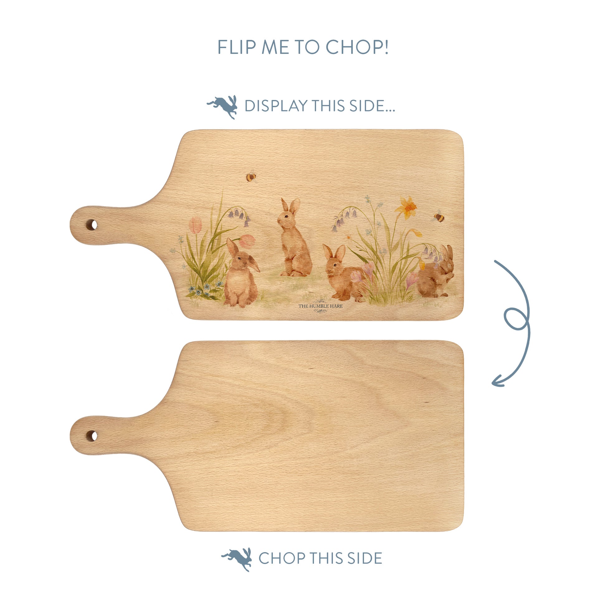 Blooming Bunnies flip paddle chopping board 