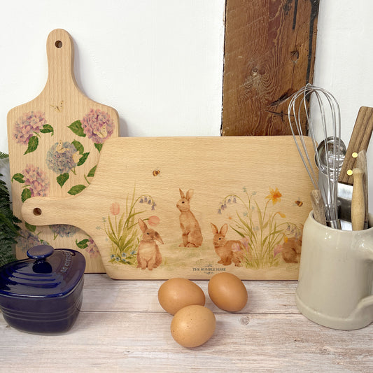 Blooming Bunnies flip paddle chopping board 