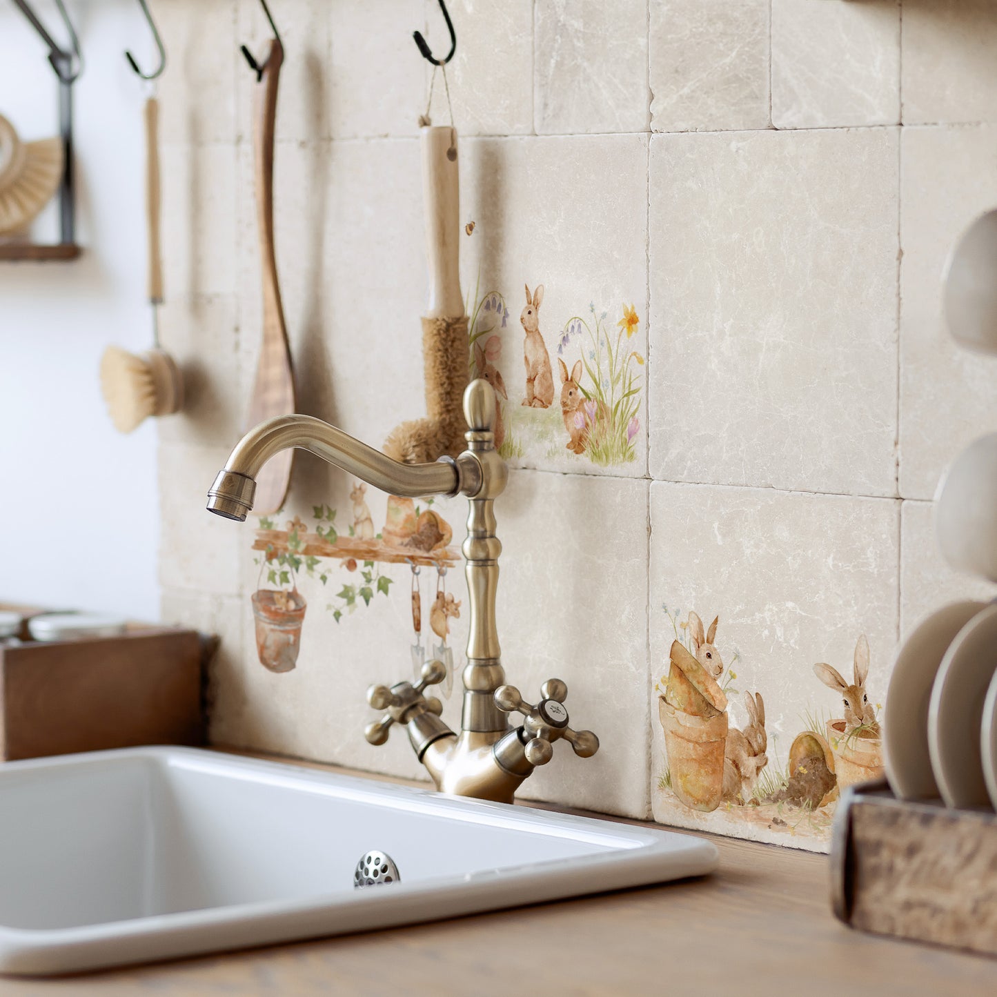 The Blooming Bunnies Splashback Tile