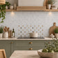 Mosaic splashback tile featuring a watercolour British countryside animal  design.