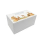 Luxury solid wooden white painted Urn ,  Featuring Bunnies on pots , A watercolour illustration, our urns and Caskets for displaying or burying ashes. Customisable and can be personalised. Perfect funeral memory keepsake urn, for storing ashes for humans and pets. 