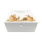 White Square personalised Wooden box with a decorative lid featuring illustrations Bunnies in pots Perfect funeral memory keepsake box, for storing ashes, order of service, flowers and capturing your loved ones things in one place. Available in red, blue, yellow and green