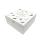 White Square personalised Wooden box with a decorative lid featuring illustrations Butterflies, Perfect funeral memory keepsake box, for storing ashes, order of service, flowers and capturing your loved ones things in one place. Available in red, blue, yellow and green