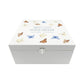 White Square personalised Wooden box with a decorative lid featuring illustrations Butterflies, Perfect funeral memory keepsake box, for storing ashes, order of service, flowers and capturing your loved ones things in one place. Available in red, blue, yellow and green