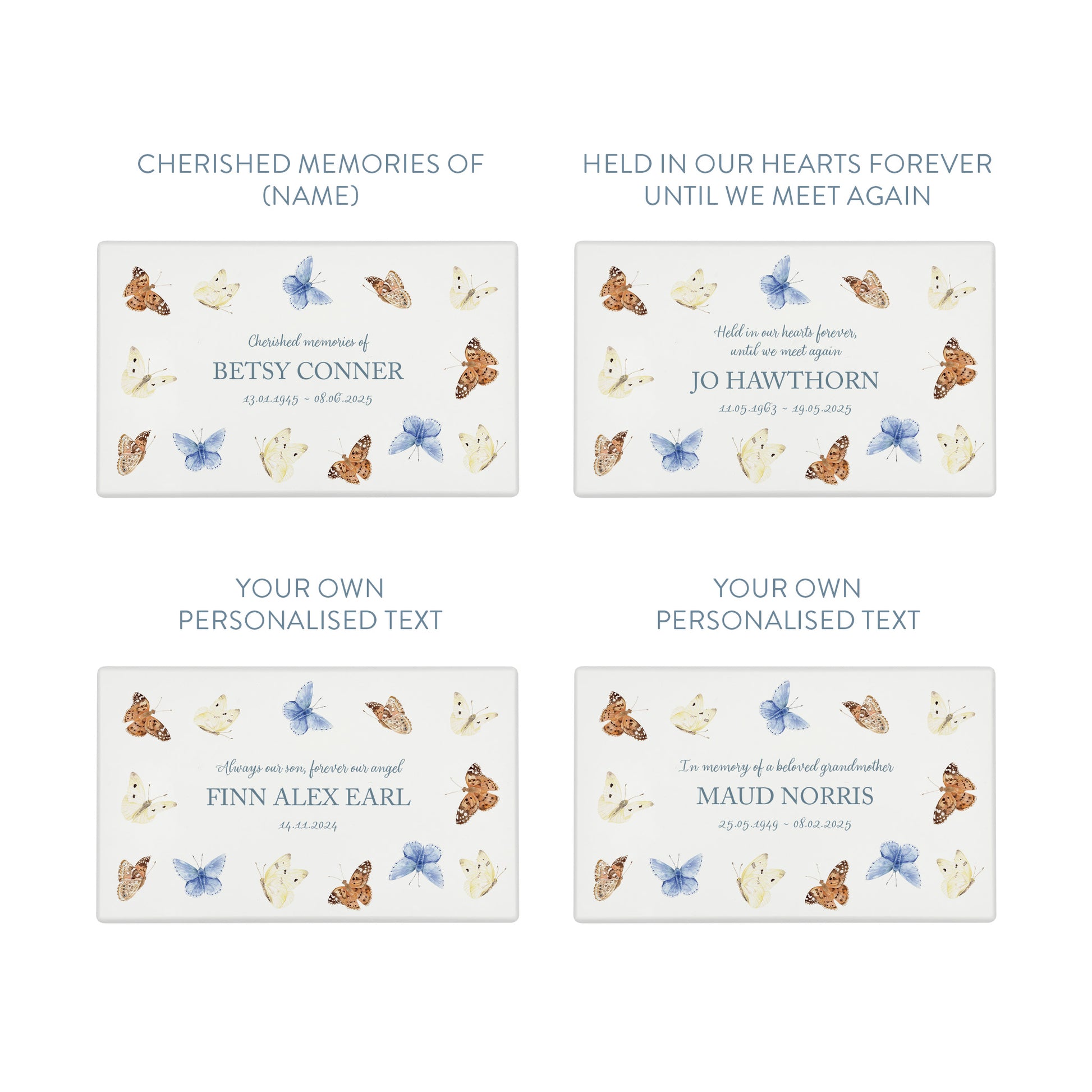 Luxury solid wooden white painted Urn with Butterflies watercolour illustration, our urns and Caskets for displaying or burying ashes. Customisable and can be personalised. Perfect funeral memory keepsake urn, for storing ashes for humans and pets. 
